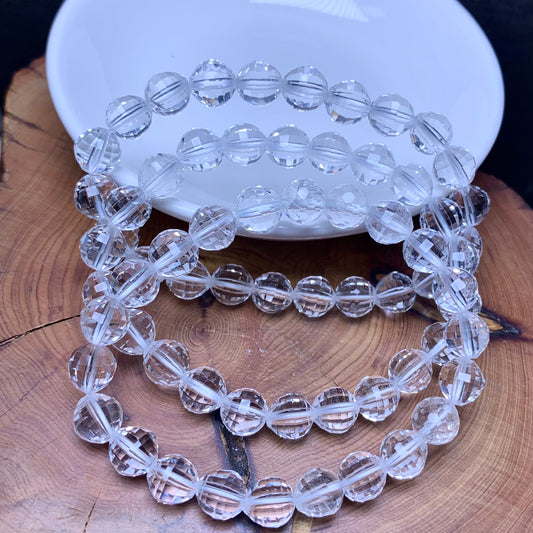 Clear quartz facet bracelet 8mm 1pc(SL542）