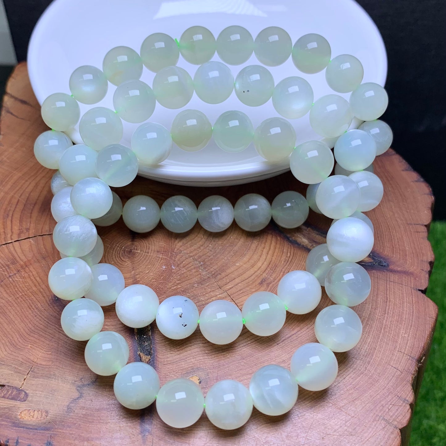 Green moonstone  bracelet 9mm 1pc(SL575)