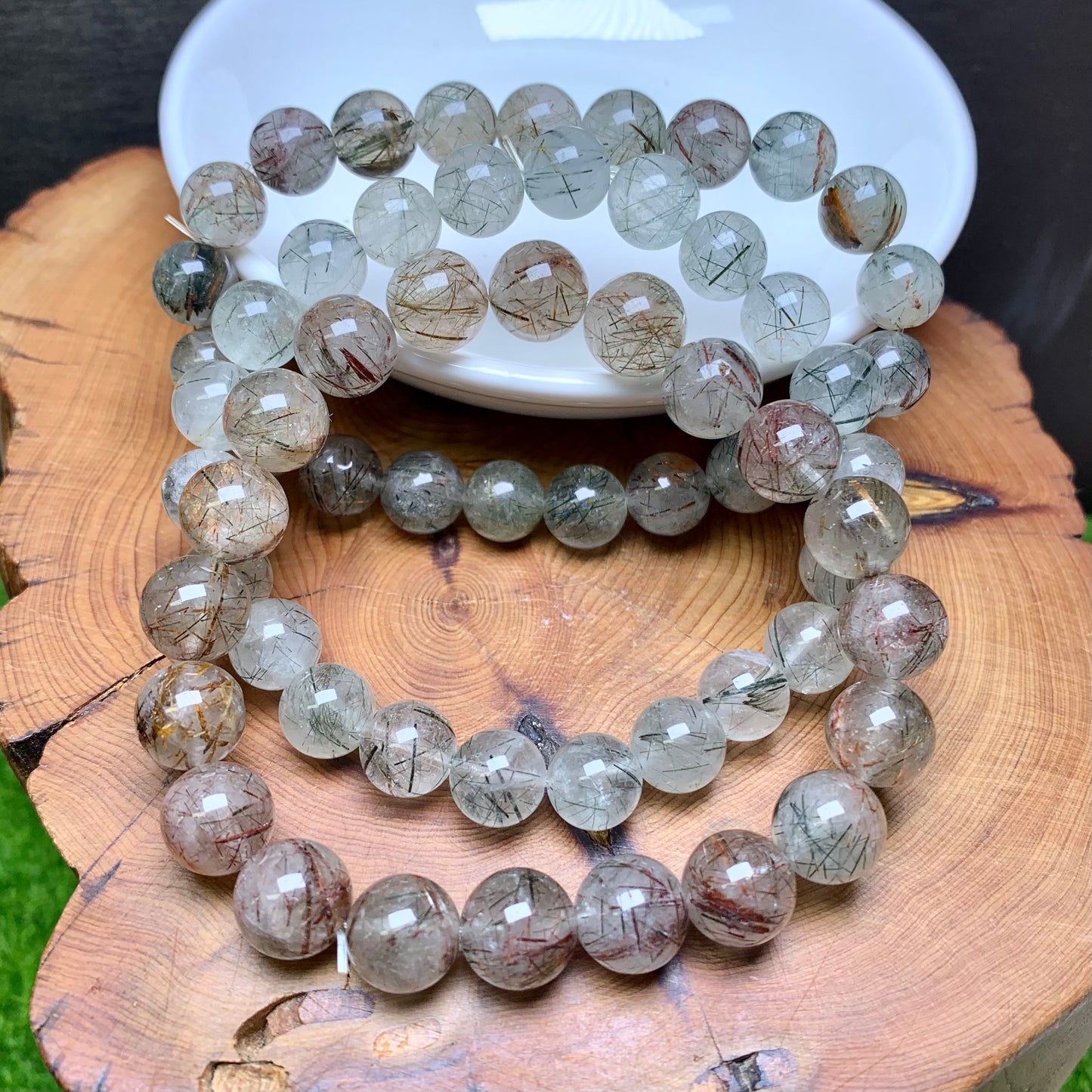 Rutile  bracelet 9mm 1pc(SL574)