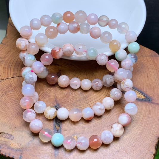 Pink Flower Agate bracelet 7mm 1pc(SL565)