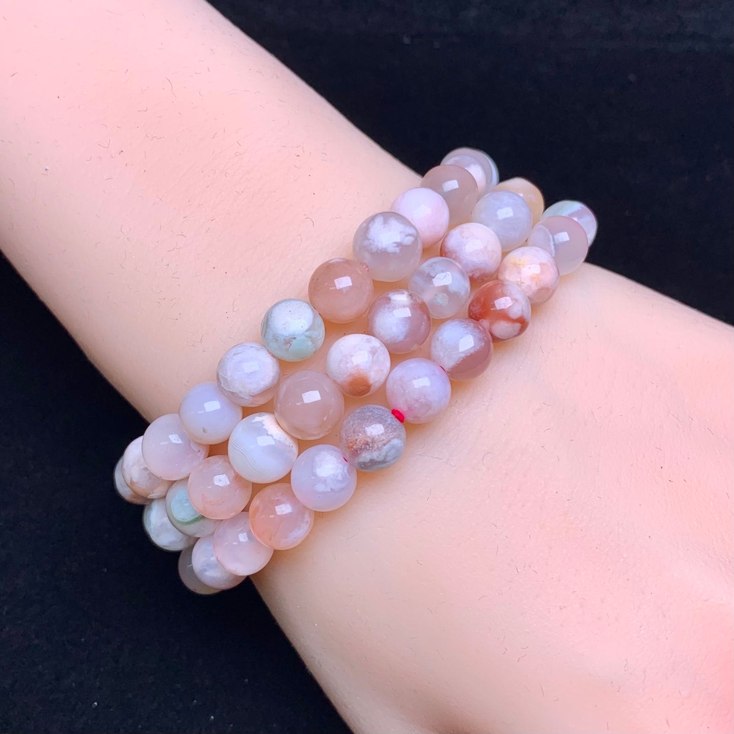 Pink Flower Agate bracelet 7mm 1pc(SL565)