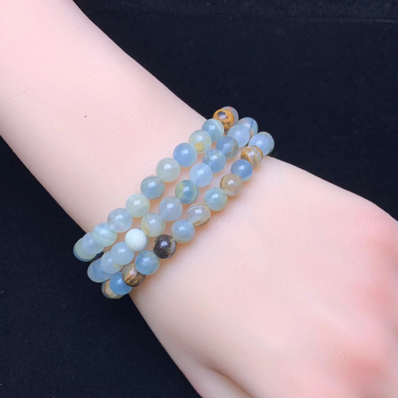 Blue Onyx Bracelet 6mm 1pc (SL518)