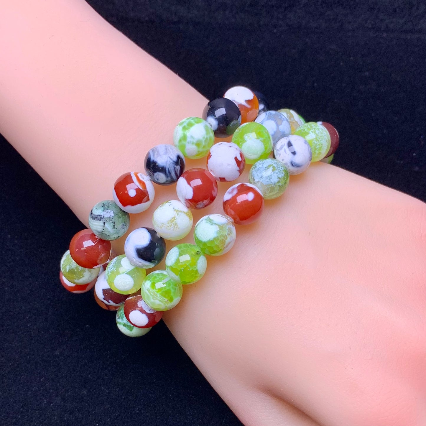 Bubble Milk Tea Agate(DYED) Bracelet 10mm 1pc (SL580)