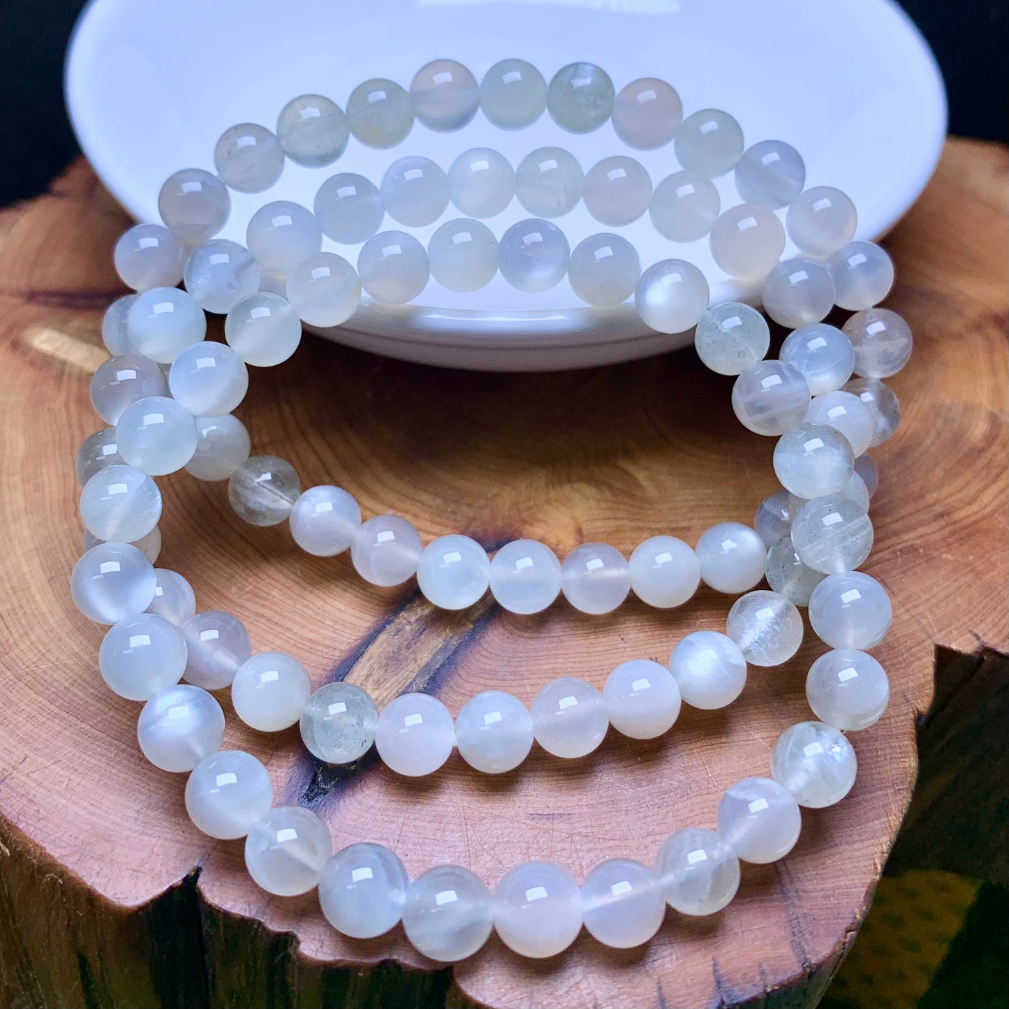 Green Moonstone Bracelet 6mm 1pc (SL586)