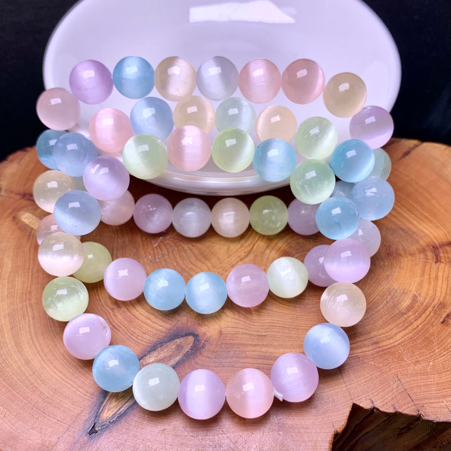 Macaron selenite（dyed） Bracelet 10mm 1pc(SL588)