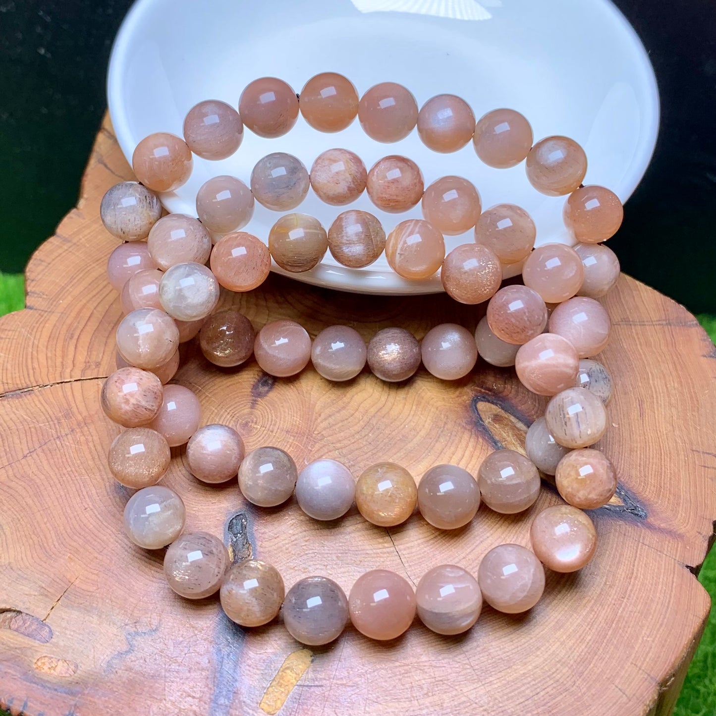 Peach moonstone Bracelet 9mm 1pc （SL628)