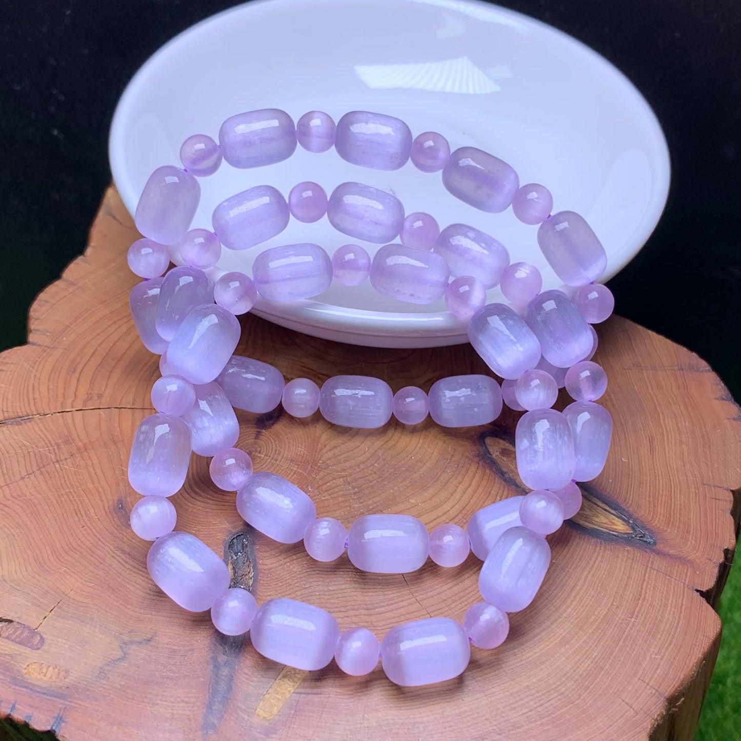 Purple selenite barrel (dyed) Bracelet 8*12mm 1pc (SL621)