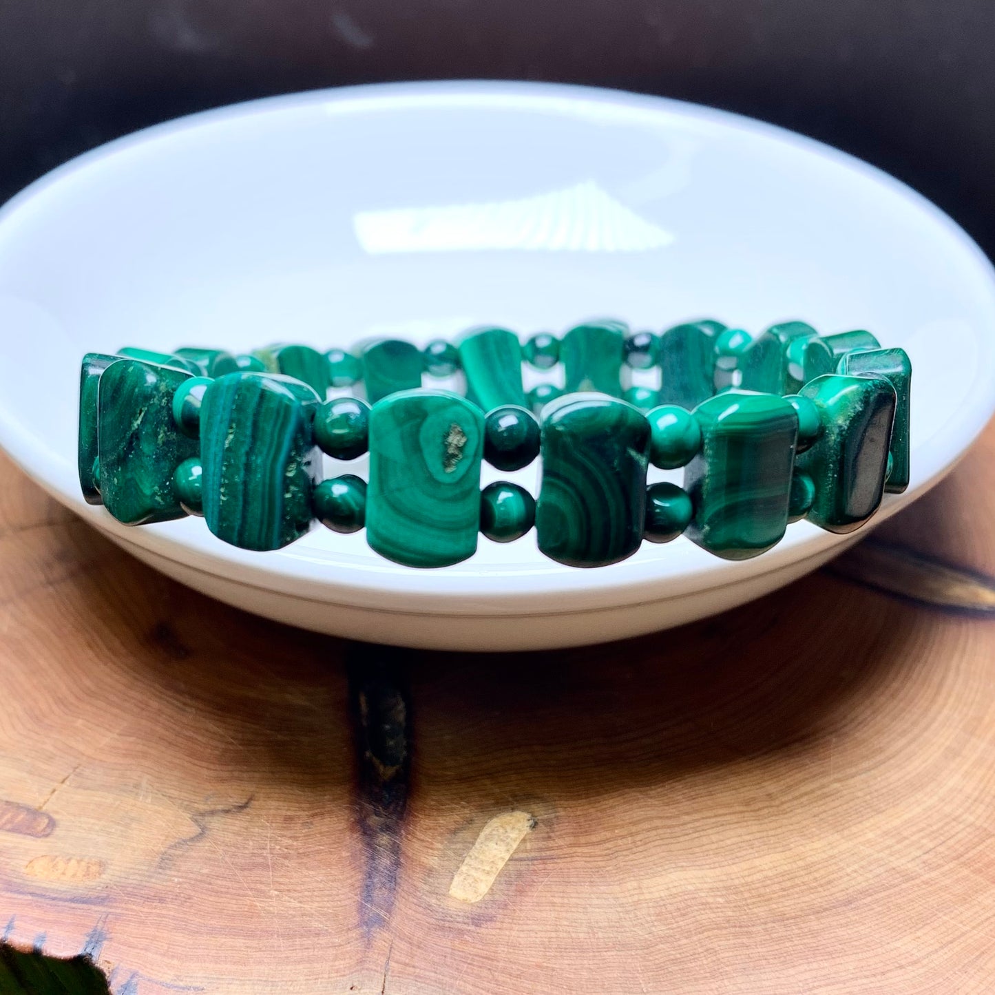 Malachite（With natural crackles) Bracelet 6.5*11mm 1pc (SL633)