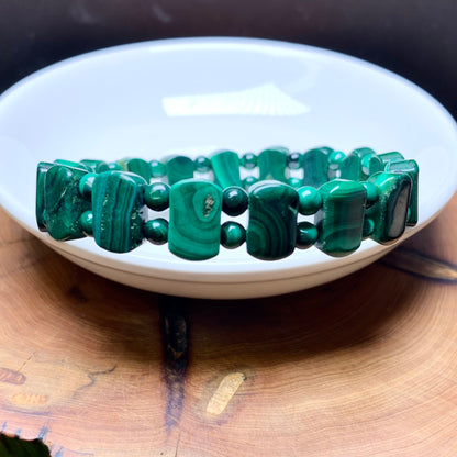 Malachite（With natural crackles) Bracelet 6.5*11mm 1pc (SL633)