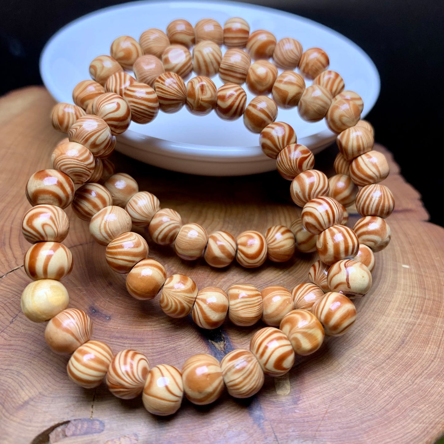Water Grain Wood Bracelet  8mm 1pc (SL641)