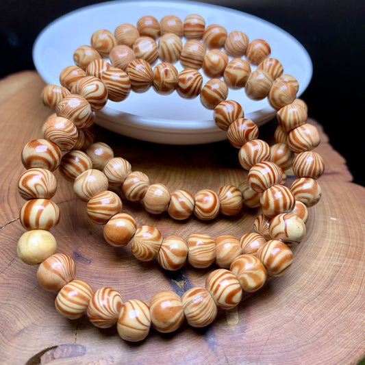 Water Grain Wood Bracelet  8mm 1pc (SL641)
