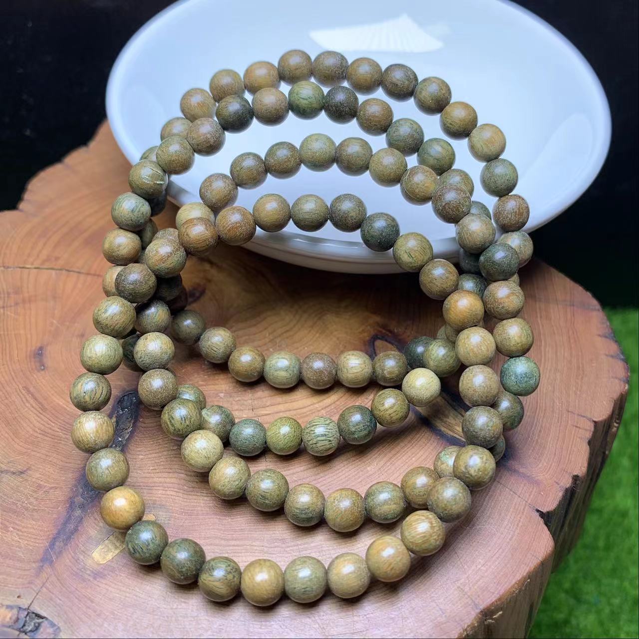 Green sandalwood Bracelet 6mm 1pc (SL657)