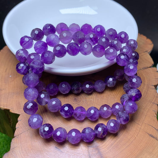 Amethyst Facet Bracelet 8mm 1pc (SL688)