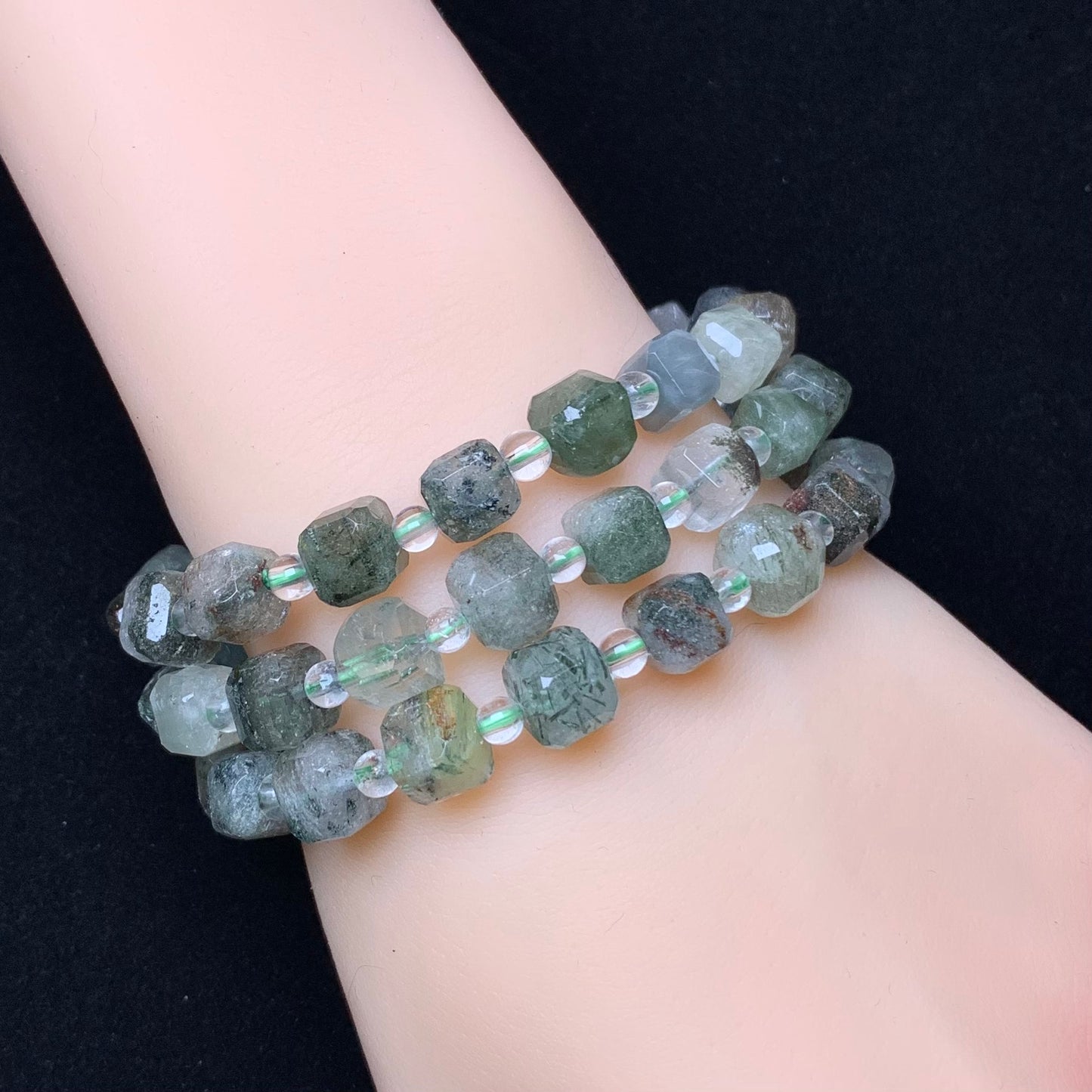 Rainbow Garden Quartz Sugar Cube Bracelet 8mm 1pc (SL687)