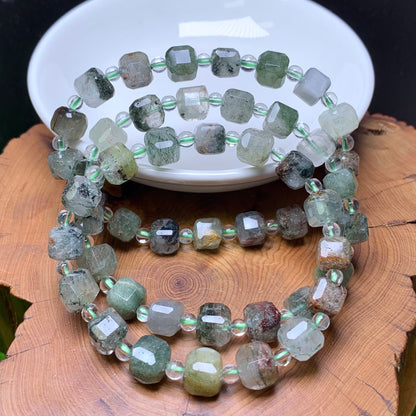 Rainbow Garden Quartz Sugar Cube Bracelet 8mm 1pc (SL687)