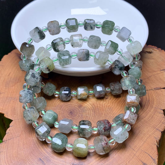 Rainbow Garden Quartz Sugar Cube Bracelet 8mm 1pc (SL687)