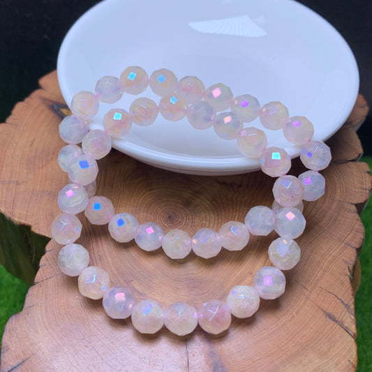 Aura rose quartz facet bracelet 8mm 1pc(SL696)
