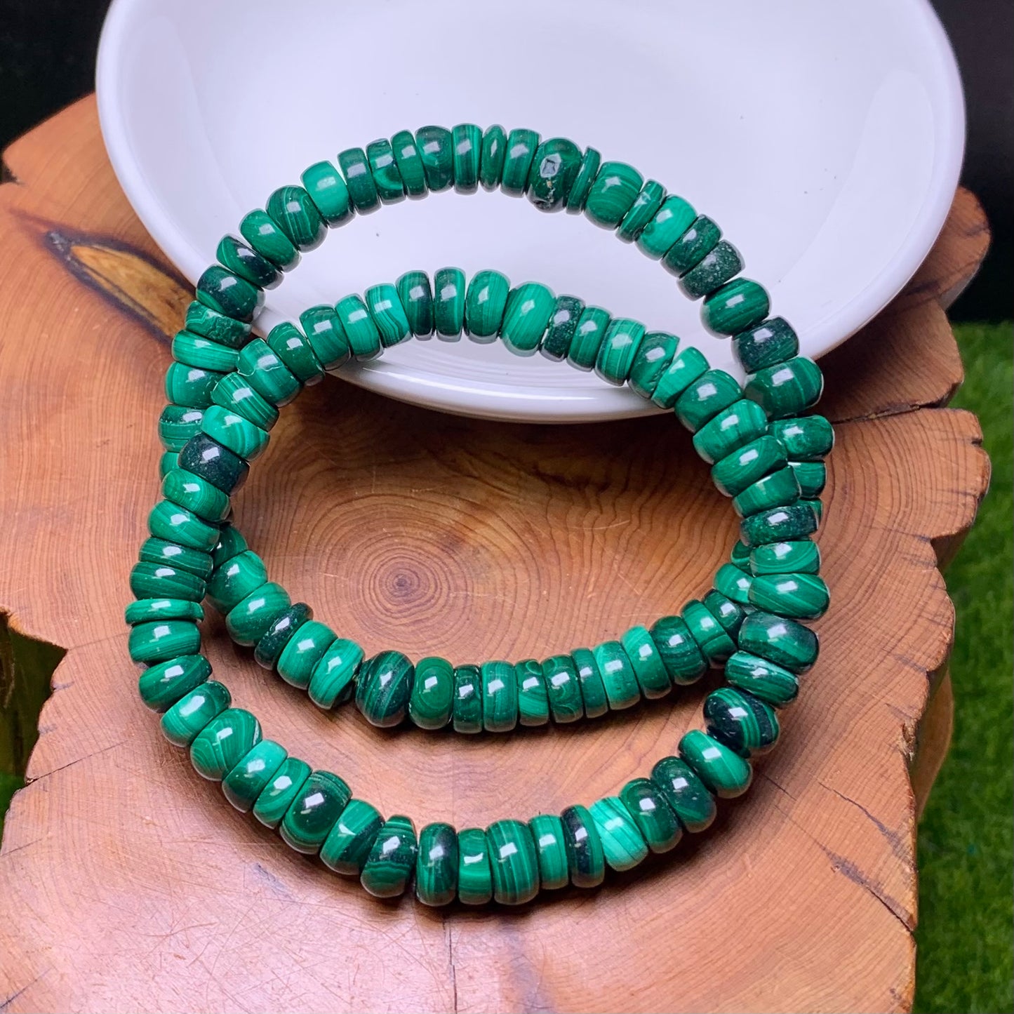 Malachite(with natural crackles) bracelet 7mm 1pc(SL661)