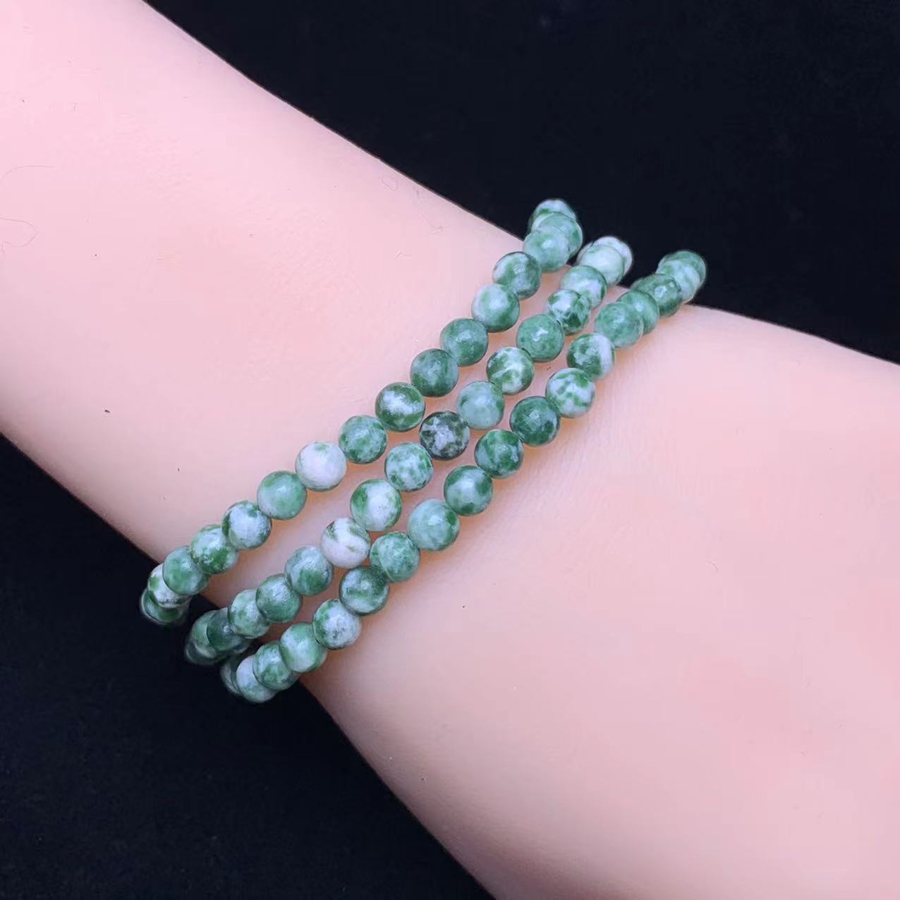 Green Dots Jasper Bracelet 3circle 4mm 1pc (SL701)