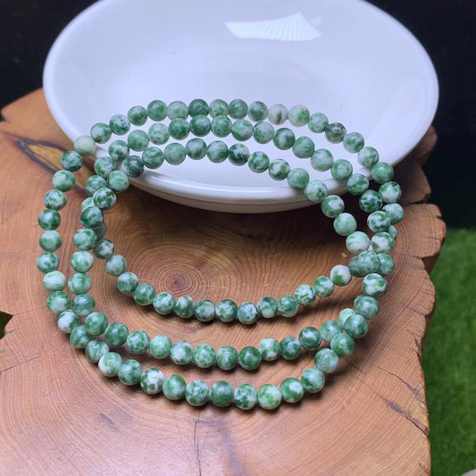 Green Dots Jasper Bracelet 3circle 4mm 1pc (SL701)