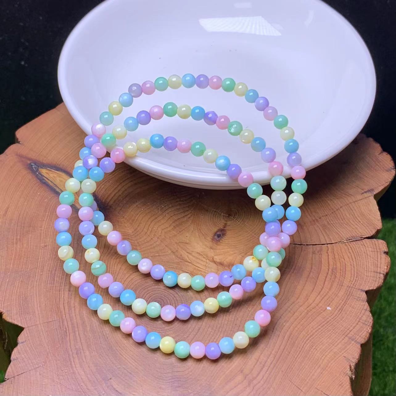 Macaroon Shell (dyed) bracelet 3circle 4mm 1pc (SL703)