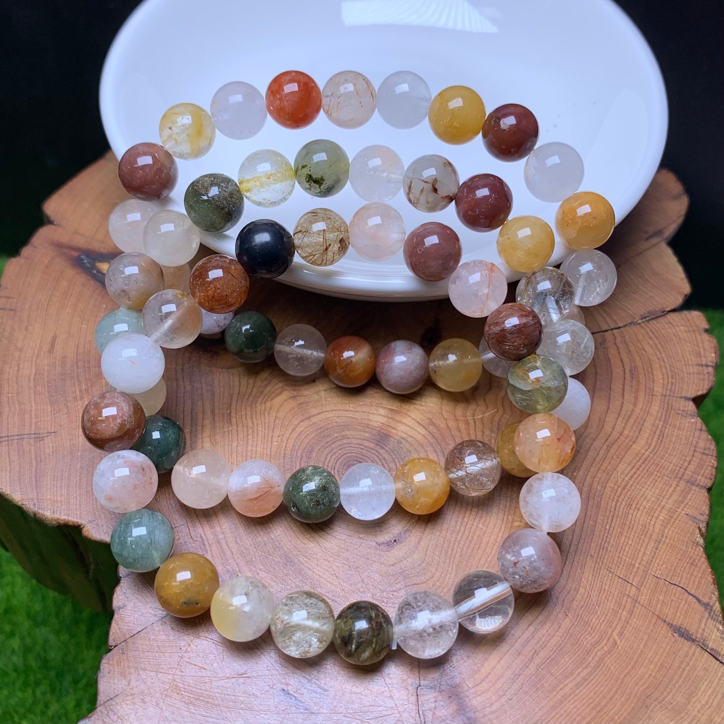 Rainbow rabbit hair bracelet 8mm 1pc(SL682)