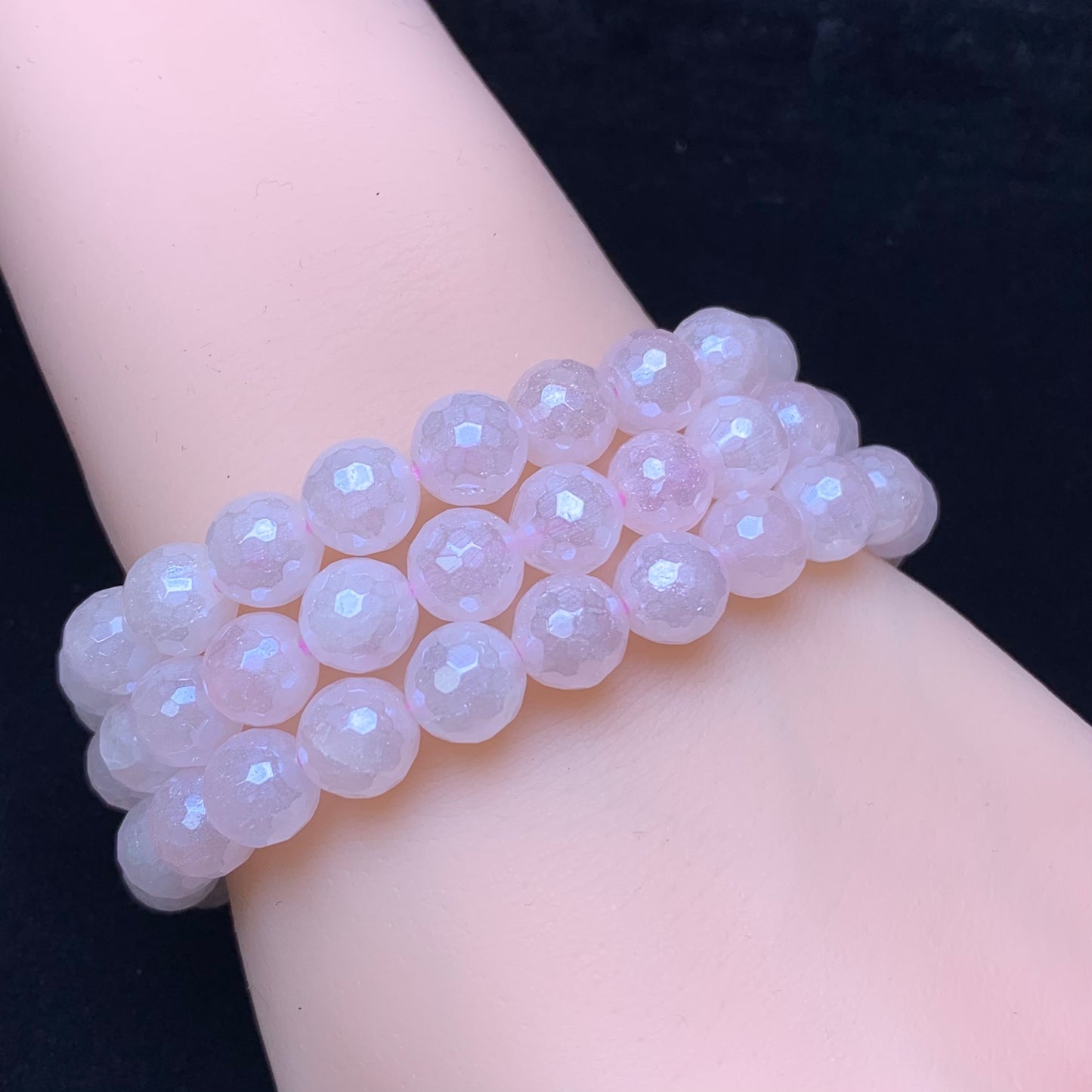 Aura rose quartz facet bracelet 8mm 1pc(SL681)