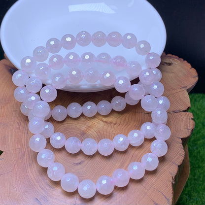 Aura rose quartz facet bracelet 8mm 1pc(SL681)