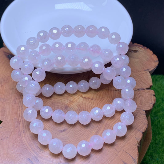Aura rose quartz facet bracelet 8mm 1pc(SL681)