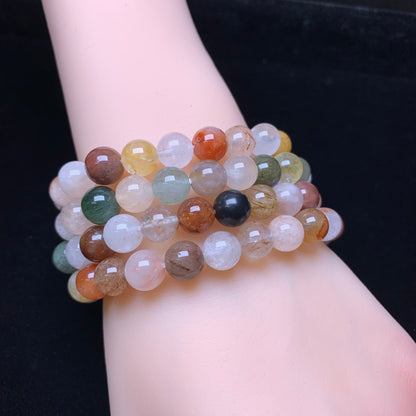 Rainbow rabbit hair bracelet 8mm 1pc(SL682)