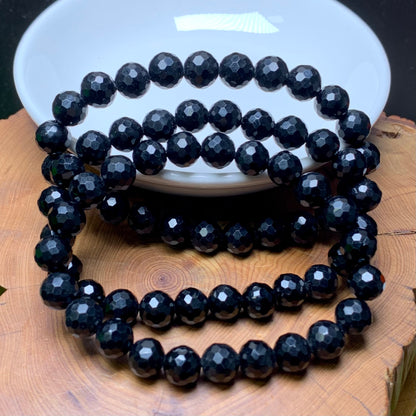 Black onyx facet bracelet 8mm 1pc(SL683）