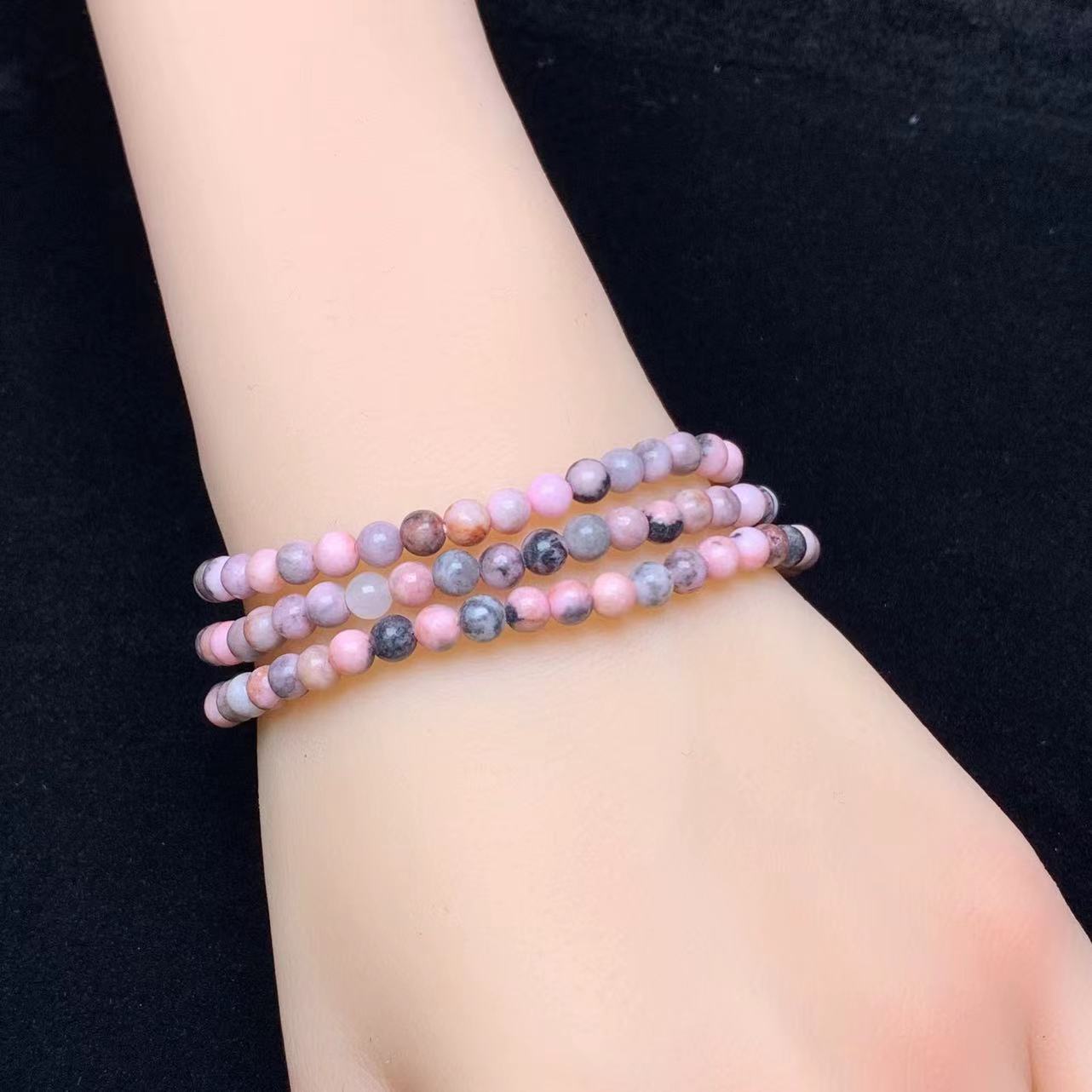 Pink Zebra Jasper（dyed）3 circle 4mm 1pc (SL725)