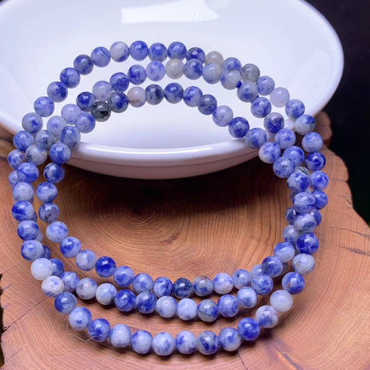 Blue Dots Jasper 3circle 4mm bracelet 1pc (SL726)