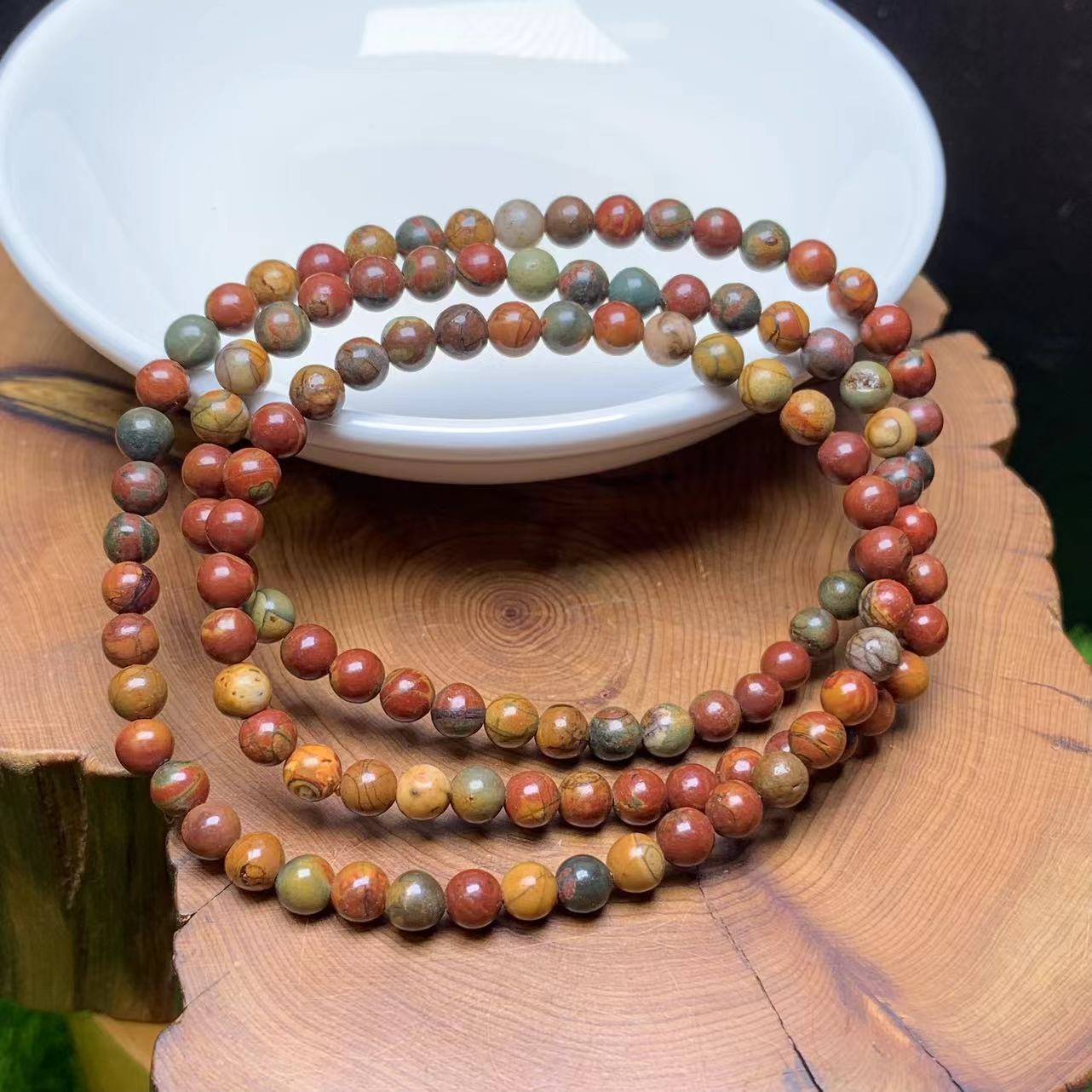 Cherry Jasper 3circle bracelet 4mm 1pc (SL736)