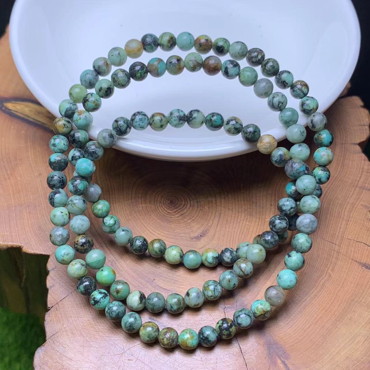 African Turquoise 3circle bracelet 4mm 1pc (SL731)