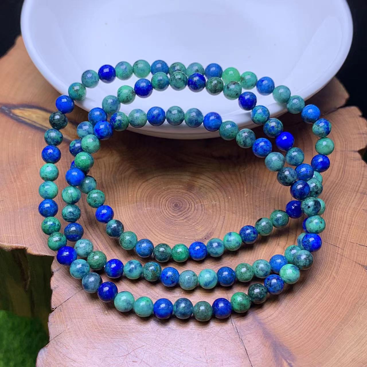 Chrysocolla (dyed) 3circle bracelet 4mm 1pc (SL735)