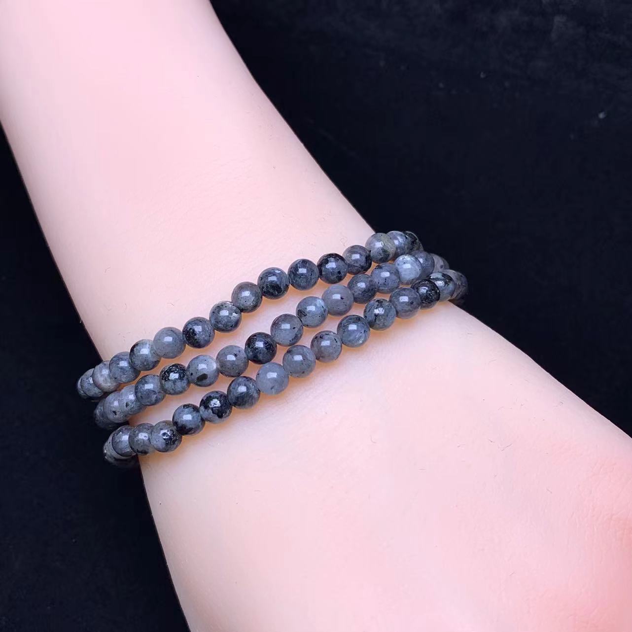 Larvakite 3circle bracelet 4mm 1pc (SL738)