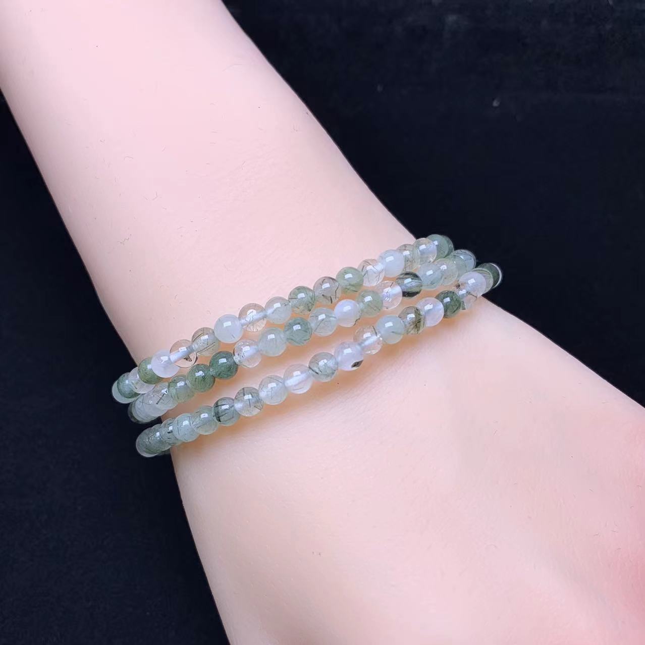 Green Rutile 3circle 4mm bracelet 1pc (SL751)