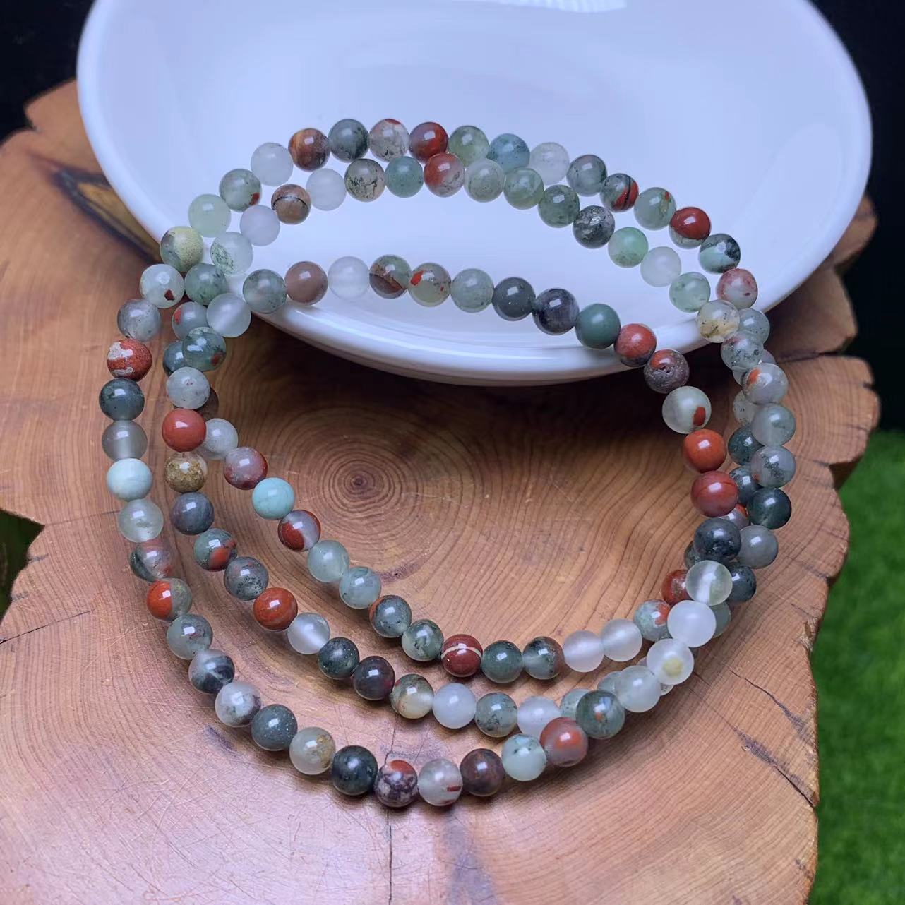 African Blood Jasper 3 circle bracelet 4mm 1pc (SL744)