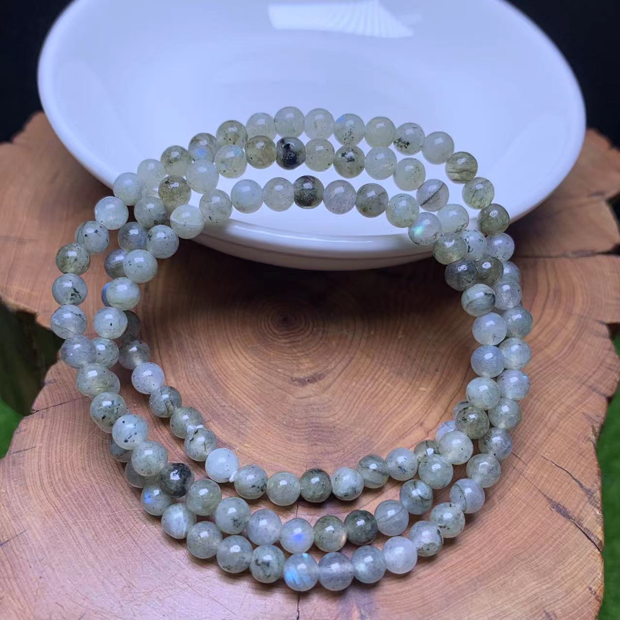 Labradorite 3circle bracelet 4mm  1pc (SL754)