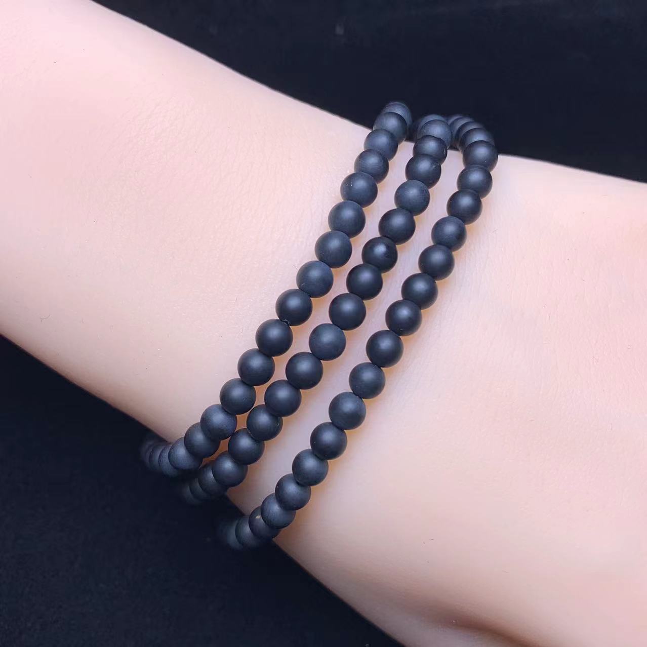 Mate Black Onyx 3circle bracelet 4mm 1pc (SL743)