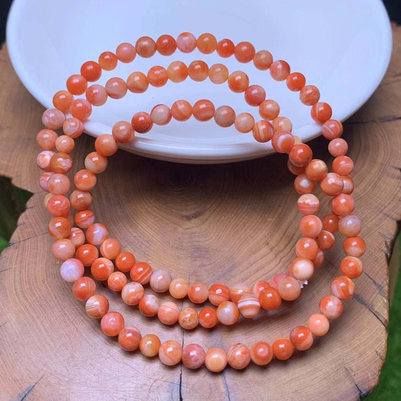 Orarge Baoshan Southern Carnelian 3circle bracelet 4mm 1pc (SL742)