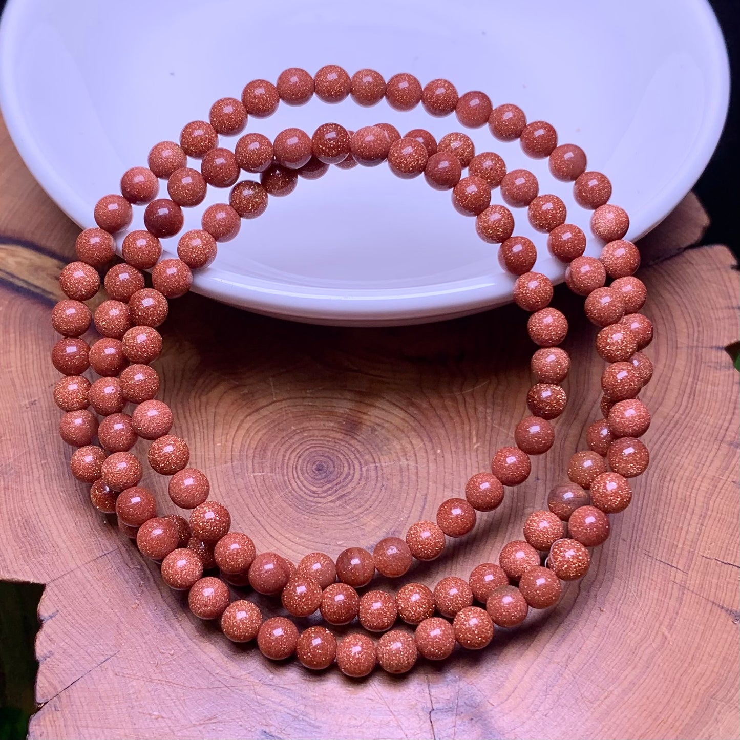 Golden sandstone(man-made) 3 circle bracelet 4mm 1pc(SL714)