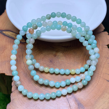 Rainbow Amazonite 3 circle bracelet 4mm 1pc （ wax coated）(SL715)