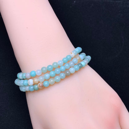 Rainbow Amazonite 3 circle bracelet 4mm 1pc （ wax coated）(SL715)