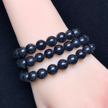 Armband aus schwarzem Rutilquarz, 9 mm, 1 Stück (SL718)