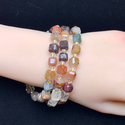 Rainbow garden quartz sugar cube bracelet 7mm 1pc(SL719)