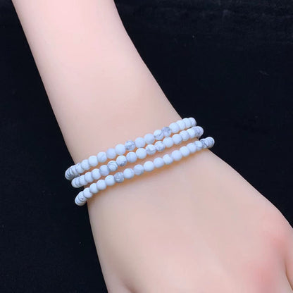 Matt Howlite 3circle bracelet 4mm 1pc (SL775)