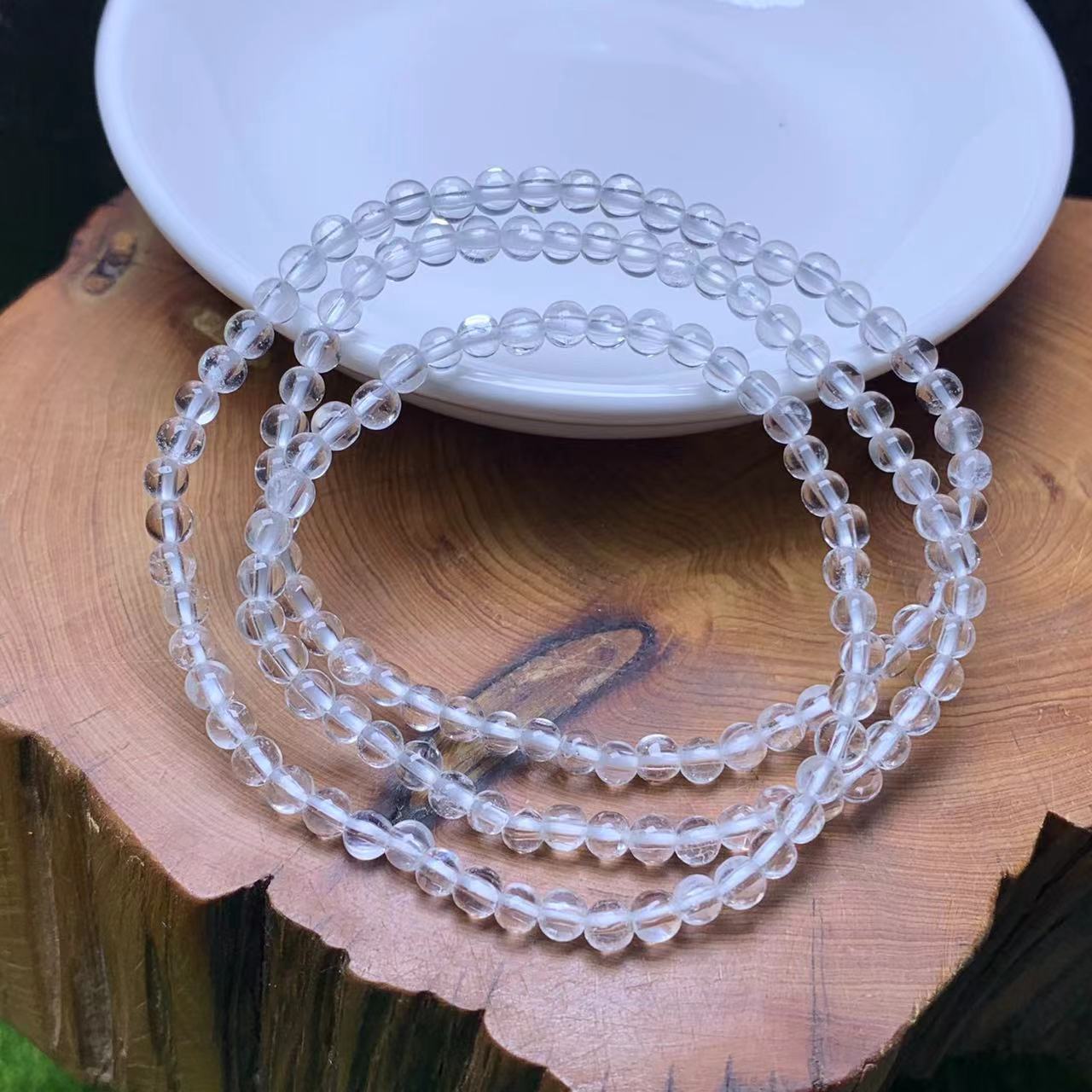 Clear quartz 3circle bracelet 4mm 1pc (SL772)