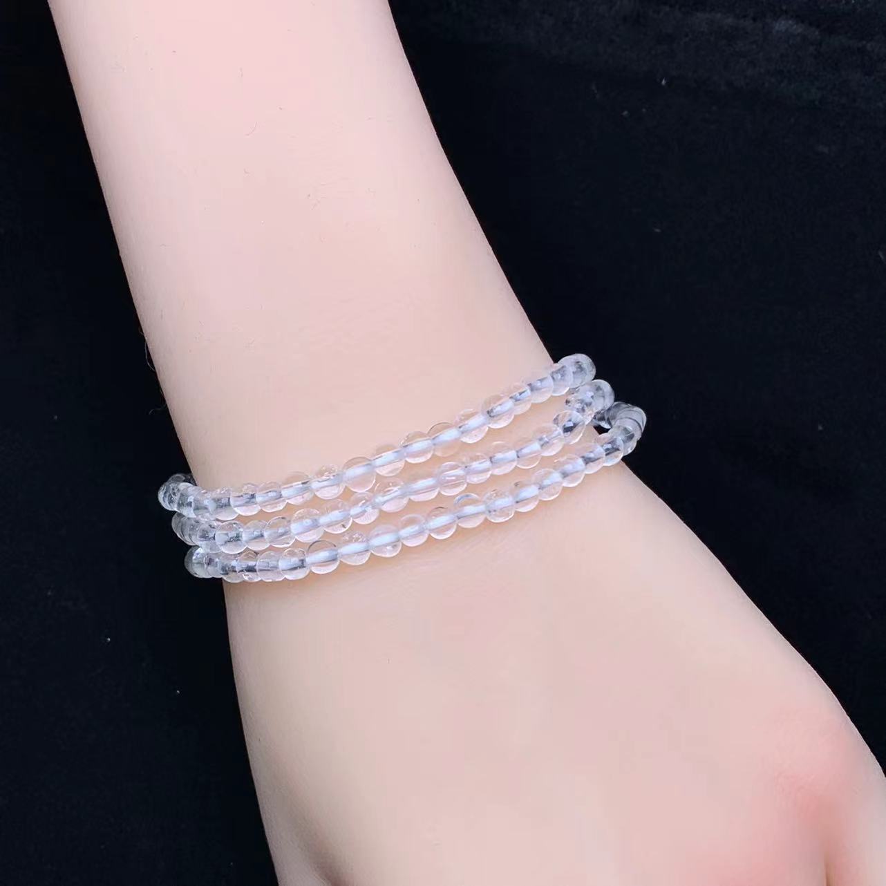 Clear quartz 3circle bracelet 4mm 1pc (SL772)